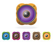 Multi-colored speakers vector illustration a set.