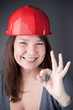 Young Engineer Woman doing the ok sign Young Engineer Woman doing the ok sign