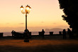 Sunset in Alghero, Capo Caccia is in the background, Sardinia