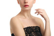 Headshot of topless young woman