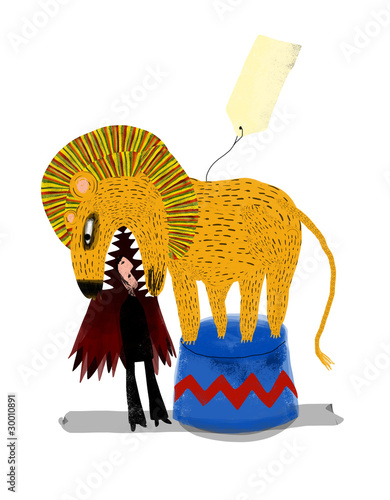 Illustration: domador y leon domador y leon