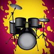 Stylized illustration of drum set.