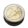two euro coin worn