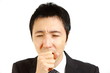 Businessman coughs