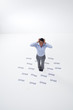 Desperate businesswoman surrounded by spam