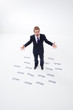 Angry businessman surrounded by spam