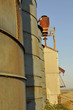 Vintage Agricultural Grain Silos in a Row
