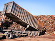 Truck unloading metal scrap