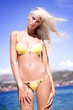 Sexy blond girl posing on a beach
