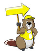 cartoon beavers with a pointer (arrow)