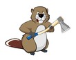 Beaver with an ax (vector illustration)