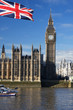 Big Ben with flag of England, London, UK Big Ben with flag of England, London, UK