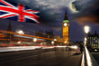 Big Ben in the evening with flag, London, UK Big Ben in the evening with flag, London, UK