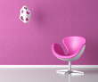 pink interior wall with copy space