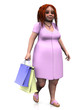 Cute chubby girl holding shopping bags.