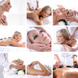 A collage of images with young women on spa procedures A collage of images with young women on spa procedures