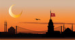 Silhouette of Istanbul at sunset