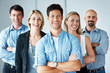 Portrait of a happy team of business people together