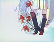 vector  background with legs dressed in high boots