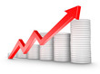 Red Arrow and Coins Growth Chart