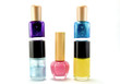 many new nails polish on white background