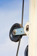 Block wheel of auger over blue sky