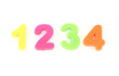 Numbers from toy colourful digits