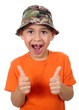 kid missing tooth giving thumbs up sign, isolated