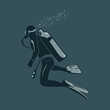 Scuba diver into the deep ocean waters