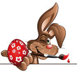 easter bunny with painted red egg