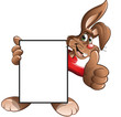 easter bunny with sign