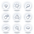 Love web icons, circle glossy buttons