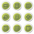 Home appliances web icons, green circle stickers