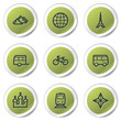 Travel web icons set 2, green circle stickers