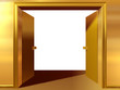 doorframe with open double door in gold
