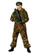 The soldier holding a rifle. Highly detailed image.