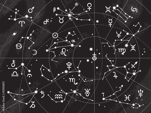 Vector: XII Constellations of Zodiac and Its Planets the Sovereigns XII Constellations of Zodiac and Its Planets the Sovereigns