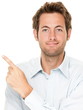 Casual businessman pointing Casual businessman pointing