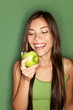 Woman eating apple