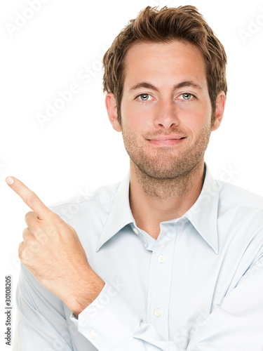 Photo: Casual businessman pointing Casual businessman pointing