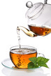 Tea poured cup (clipping path)