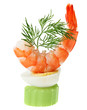 Shrimp canape with quail egg and dill twig Shrimp canape with quail egg and dill twig