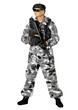 The soldier holding a rifle. Highly detailed image.