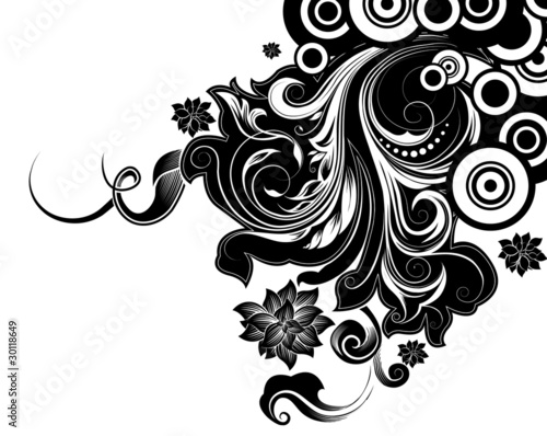 Vector: Scroll Design With Swirling Flourishes And Circles Scroll Design With Swirling Flourishes And Circles