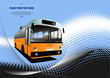 Blue dotted background with city bus image. Vector illustration Blue dotted background with city bus image. Vector illustration