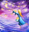 Night hanging stars on the sky. Night hanging stars on the sky.