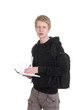 Young man reading book