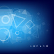 Abstract blue background of white geometrical shapes