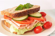 Tasty ham, tomato and cucumber sandwich Tasty ham, tomato and cucumber sandwich