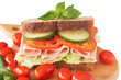 Tasty ham, tomato and cucumber sandwich Tasty ham, tomato and cucumber sandwich
